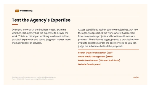 Preview page 1 from the digital marketing agency hiring guide