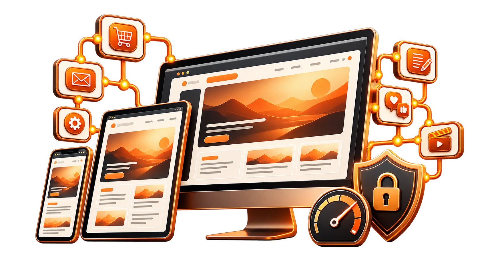 Connected responsive website, commerce and security system